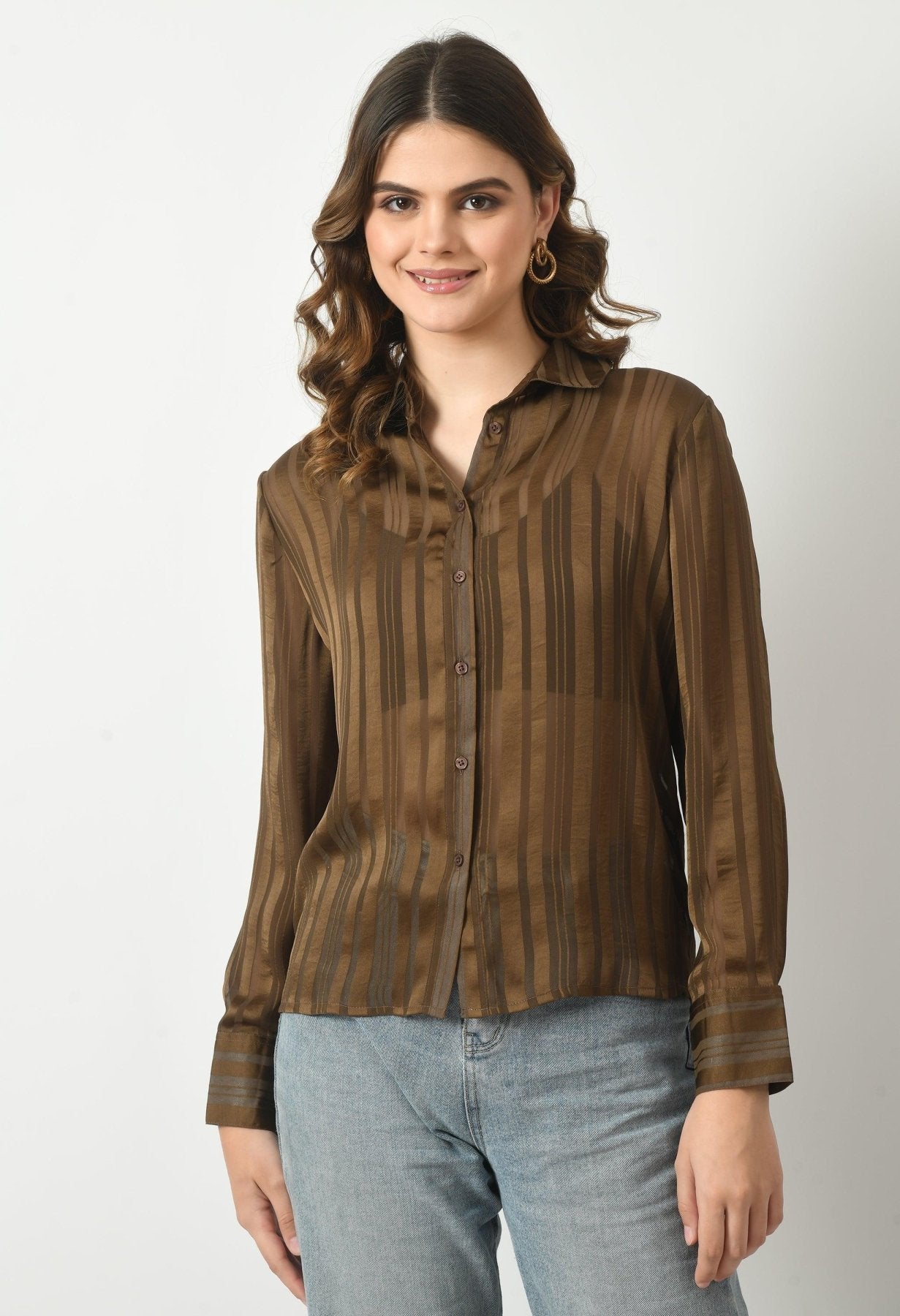 Georgette Satin Transparent Shirt for Women - SMERA MART