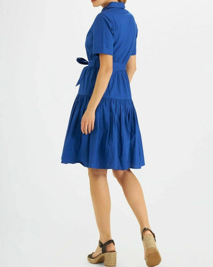 Women Solid 100% Premium Cotton Midi Shirt Dress - SMERA MART