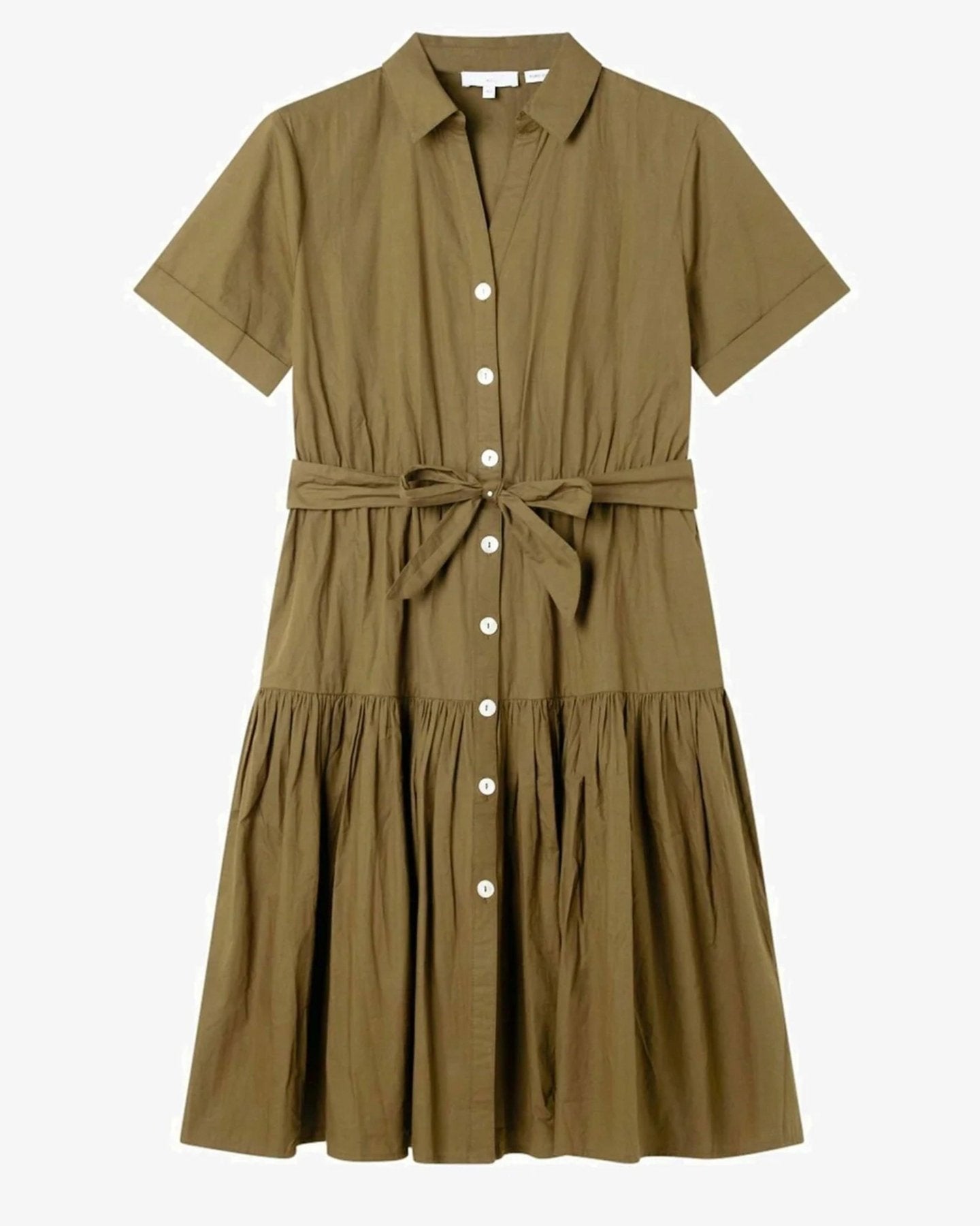 Women Solid 100% Premium Cotton Midi Shirt Dress - SMERA MART