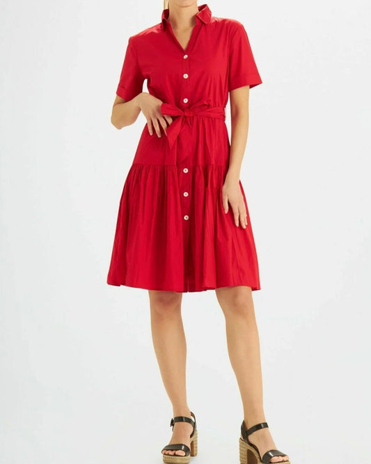 Women Solid 100% Premium Cotton Midi Shirt Dress - SMERA MART