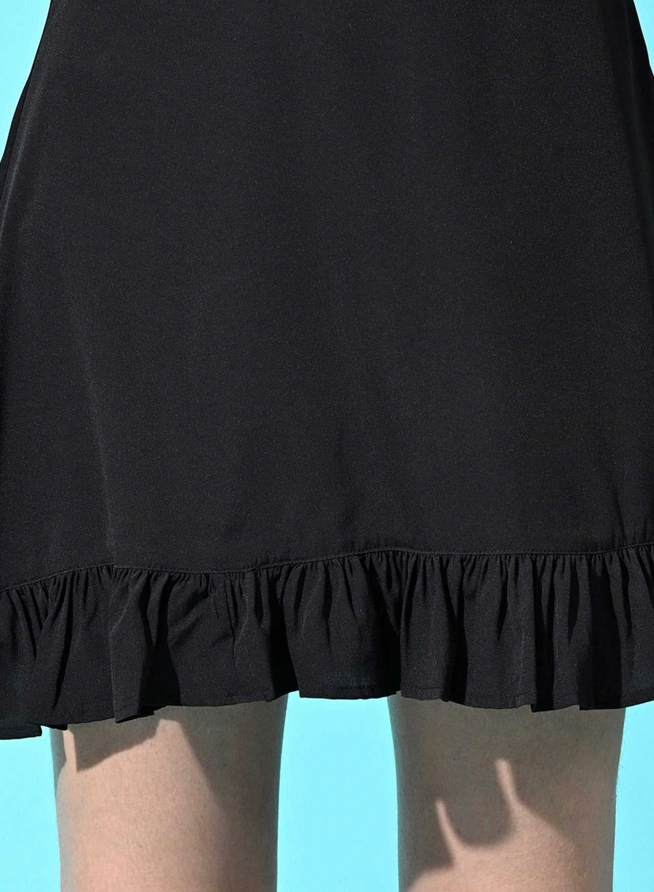 Women's 100% Polyester A - Line Mini Skirt - Black - SMERA MART