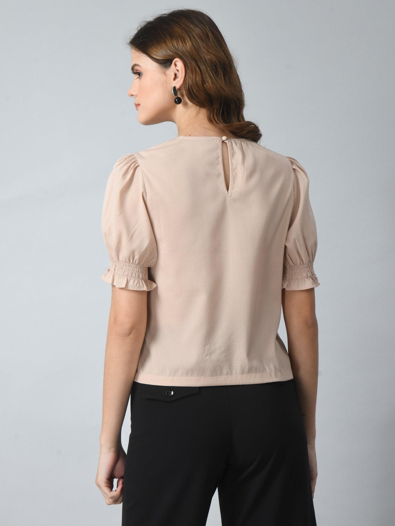 Women's Half Puff Sleeve Casual Top - SMERA MART