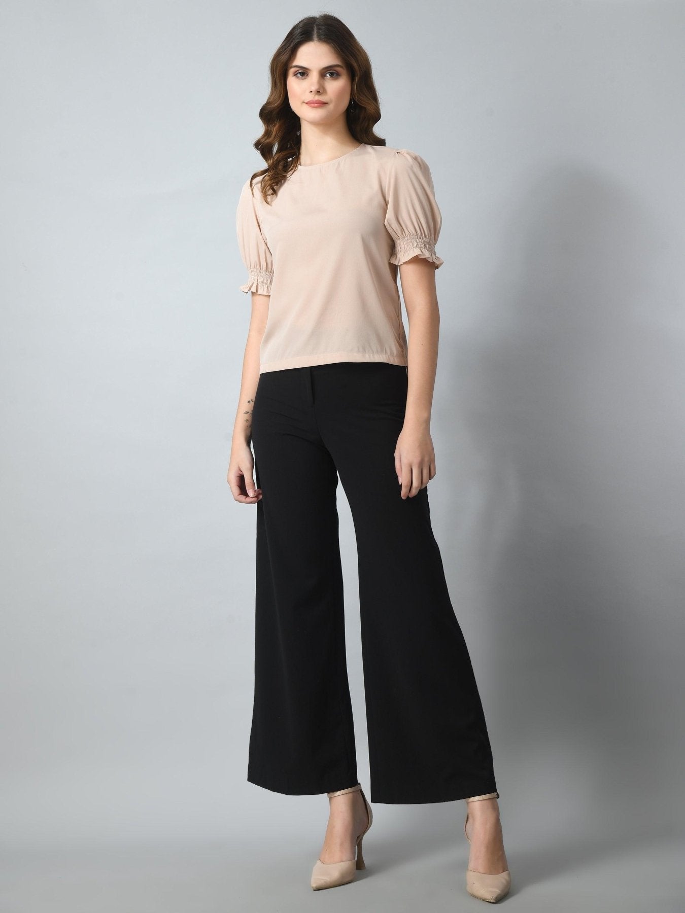 Women's Half Puff Sleeve Casual Top - SMERA MART