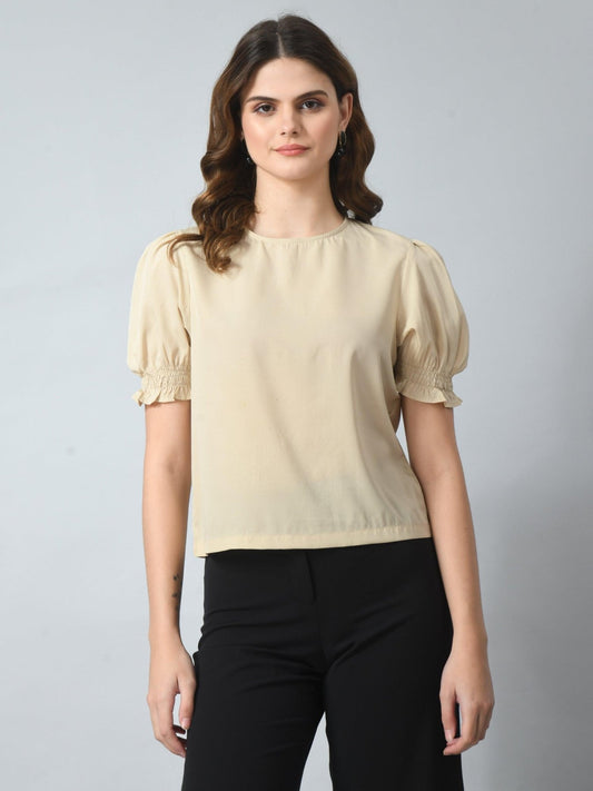 Women's Half Puff Sleeve Casual Top - SMERA MART