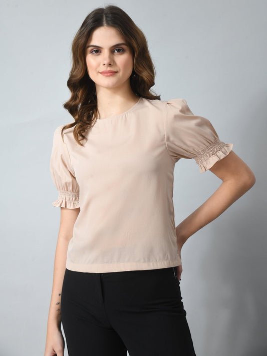 Women's Half Puff Sleeve Casual Top - SMERA MART