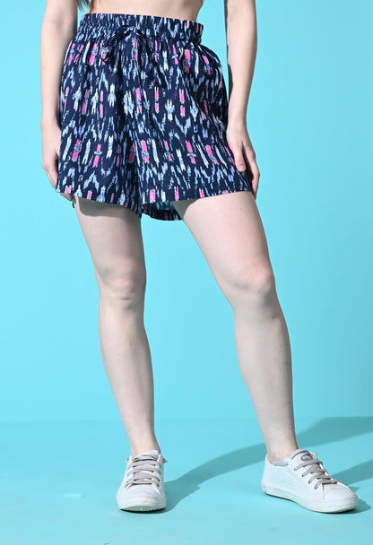 Women's Rayon Printed Loose Shorts - SMERA MART